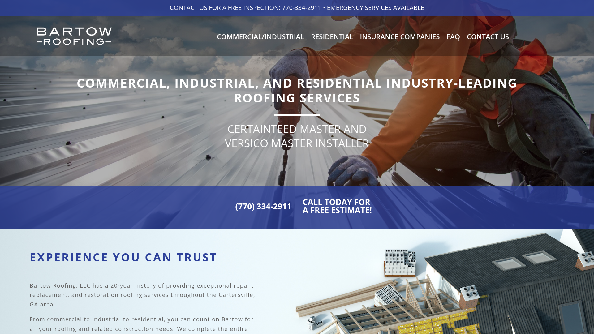 BartowRoofingLLC.com homepage screenshot